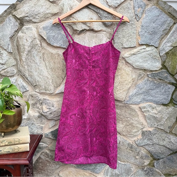 Vintage Paisley Spaghetti Strap Summer Mini Dress - Picture 4 of 5